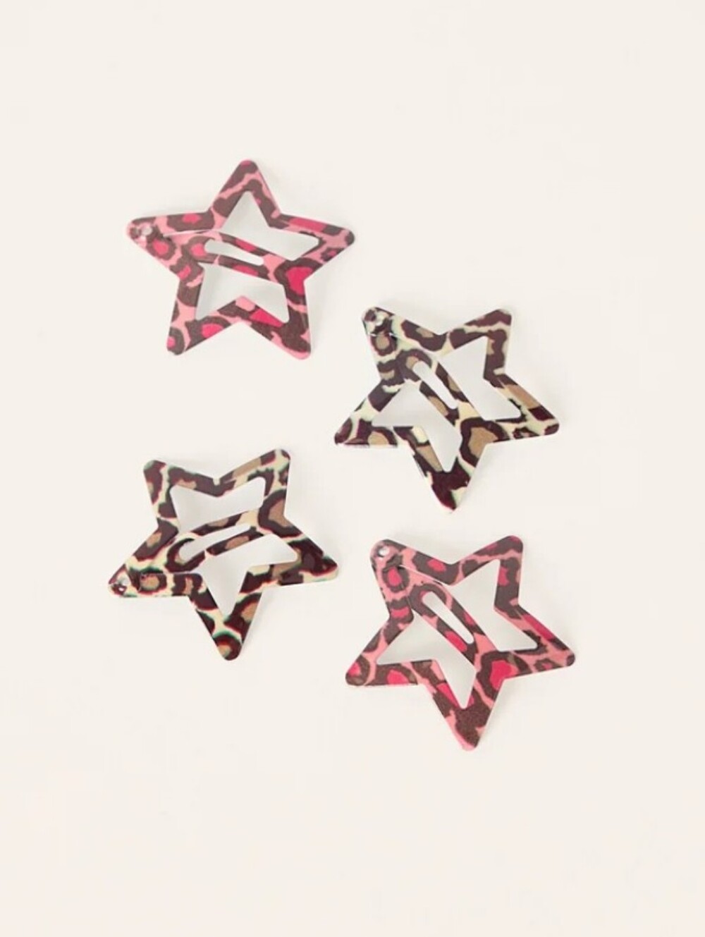 Star Hair Clips - Pink Leopard Print